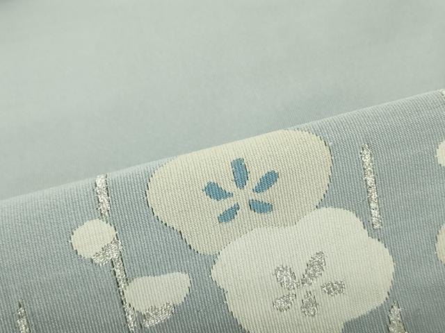 平和屋着物●爪掻き本綴れ　八寸名古屋帯　枝梅文　銀糸　共箱付き　正絹　逸品　DAAT0209ob