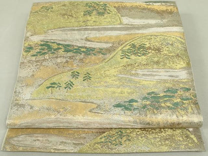平和屋着物●極上 西陣 川島織物 六通柄 本袋帯 風景文 金糸 引箔 正絹 逸品 DAAT0236ob