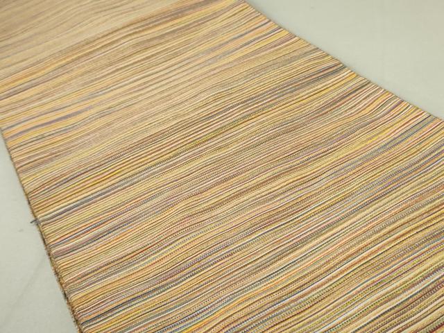 平和屋着物●爪掻き本綴れ 八寸名古屋帯 縞 金糸 たとう紙・共箱付き 正絹 逸品 DAAT0242ob