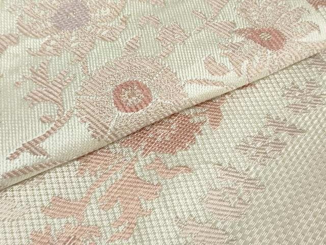 平和屋着物●本場筑前博多織　八寸名古屋帯　洋花文　正絹　逸品　DAAT0247ob