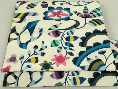 平和屋着物●塩瀬　九寸名古屋帯　ろうけつ染め　花鳥唐草文　正絹　逸品　DAAT0252ob