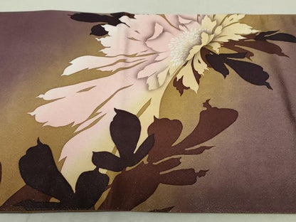平和屋着物●京の匠日展作家 丹下雄介 太鼓柄袋帯 草花文 銀通し地 正絹 逸品 DAAT0264ob
