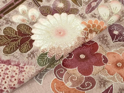 平和屋着物●十七代京屋林蔵 中国三大刺繍 相良刺繍 太鼓柄袋帯 紬地 絞り 辻が花 正絹 逸品 DAAT0290ob