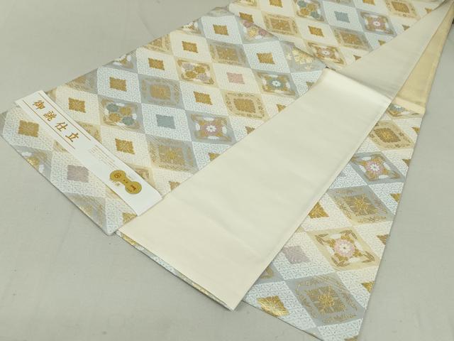 平和屋着物●西陣 橋本清織物謹製 六通柄袋帯 綴れ唐織 花菱文 金糸 証紙付き 正絹 逸品 未使用 DAAT0300ob