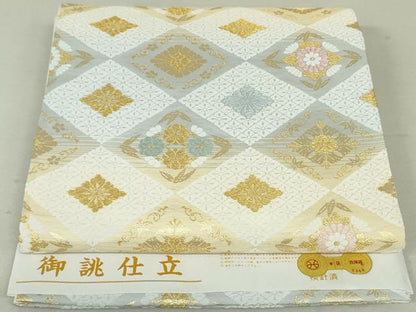 平和屋着物●西陣 橋本清織物謹製 六通柄袋帯 綴れ唐織 花菱文 金糸 証紙付き 正絹 逸品 未使用 DAAT0300ob