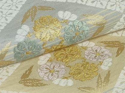 平和屋着物●西陣 橋本清織物謹製 六通柄袋帯 綴れ唐織 花菱文 金糸 証紙付き 正絹 逸品 未使用 DAAT0300ob