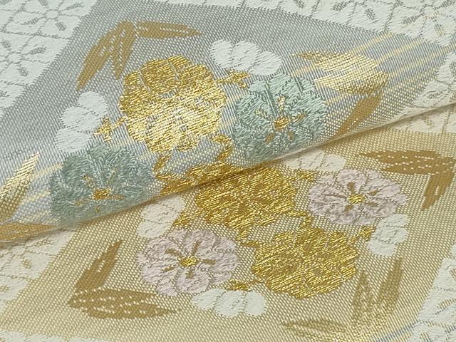 平和屋着物●西陣 橋本清織物謹製 六通柄袋帯 綴れ唐織 花菱文 金糸 証紙付き 正絹 逸品 未使用 DAAT0300ob