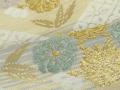 平和屋着物●西陣 橋本清織物謹製 六通柄袋帯 綴れ唐織 花菱文 金糸 証紙付き 正絹 逸品 未使用 DAAT0300ob