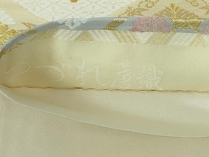平和屋着物●西陣 橋本清織物謹製 六通柄袋帯 綴れ唐織 花菱文 金糸 証紙付き 正絹 逸品 未使用 DAAT0300ob