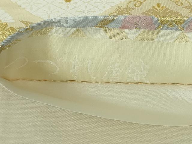 平和屋着物●西陣 橋本清織物謹製 六通柄袋帯 綴れ唐織 花菱文 金糸 証紙付き 正絹 逸品 未使用 DAAT0300ob