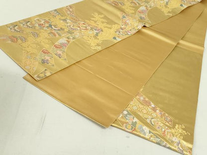 平和屋着物●西陣 長嶋成織物 ながしま帯 六通柄袋帯 瀞金錦 熨斗の菫 本金箔 正絹 逸品 DAAT0317ob