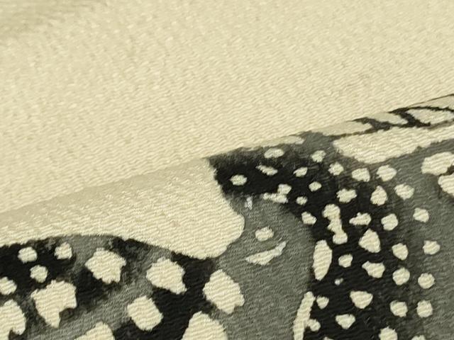 平和屋着物●九寸開き名古屋帯 型染め 花鳥文 鬼しぼ縮緬 正絹 逸品 DAAT0341ob