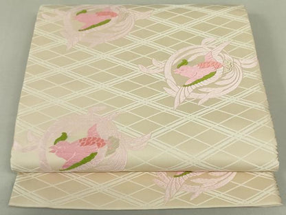 平和屋着物●六通柄袋帯 唐織 鳳凰丸文 正絹 逸品 DAAT0347ob