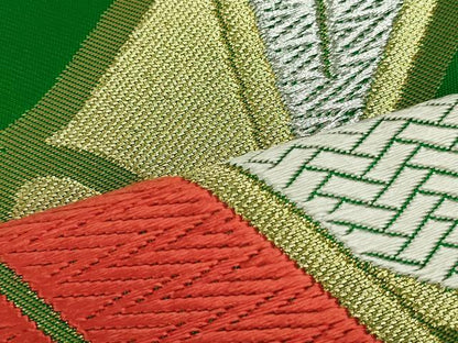 平和屋着物●西陣 川島織物 六通柄 本袋帯 笹竹文 金銀糸 正絹 逸品 DAAT0349ob