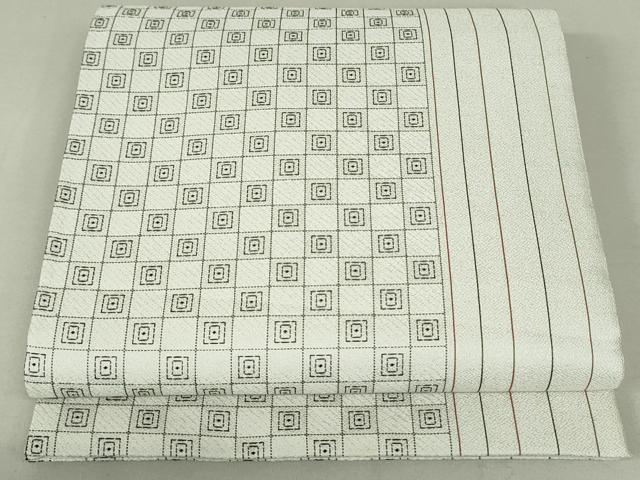 平和屋着物●両面 六通柄袋帯 格子間道 反端付き 正絹 逸品 DAAT0358ob