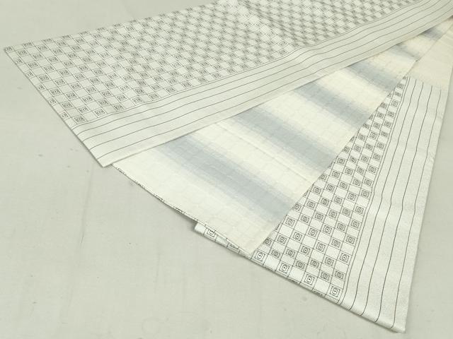 平和屋着物●両面 六通柄袋帯 格子間道 反端付き 正絹 逸品 DAAT0358ob