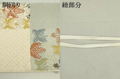 平和屋着物●つけ帯 唐織 市松草花文 正絹 逸品 DAAT0361ob