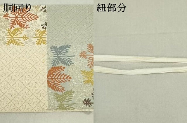 平和屋着物●つけ帯 唐織 市松草花文 正絹 逸品 DAAT0361ob