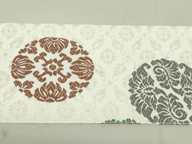 平和屋着物●西陣　川島織物　九寸名古屋帯　唐織　花丸文　正絹　逸品　DAAT0369ob