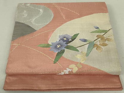 平和屋着物●太鼓柄袋帯 枝花文 金銀糸 正絹 逸品 DAAT0375ob