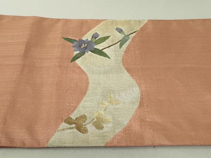 平和屋着物●太鼓柄袋帯 枝花文 金銀糸 正絹 逸品 DAAT0375ob