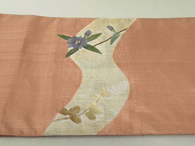 平和屋着物●太鼓柄袋帯 枝花文 金銀糸 正絹 逸品 DAAT0375ob