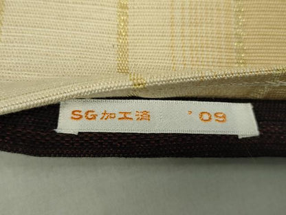 平和屋着物●両面 太鼓柄袋帯 紬地 横段花文 金糸 正絹 逸品 未使用 DAAT0401ob