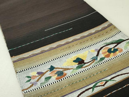 平和屋着物●両面 太鼓柄袋帯 紬地 横段花文 金糸 正絹 逸品 未使用 DAAT0401ob
