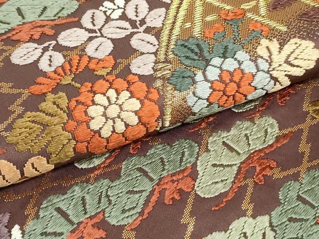 平和屋着物●六通柄袋帯 唐織 秋野光悦垣 金糸 正絹 逸品 DAAT0405ob