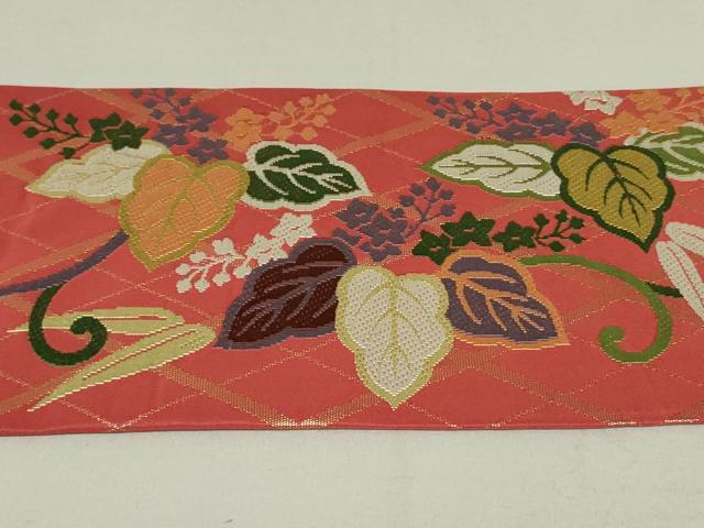 平和屋着物●西陣　川島織物　九寸名古屋帯　唐織　花唐草文　金糸　正絹　逸品　DAAT0409ob