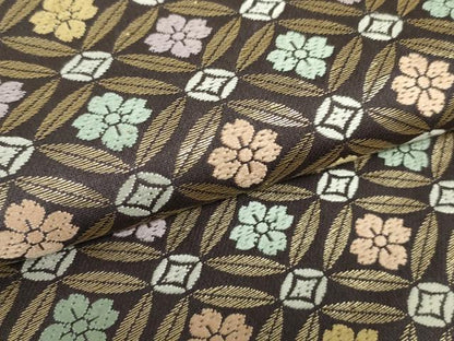 平和屋着物●六通柄袋帯　唐織　七宝花華文　金糸　正絹　逸品　DAAT0415ob
