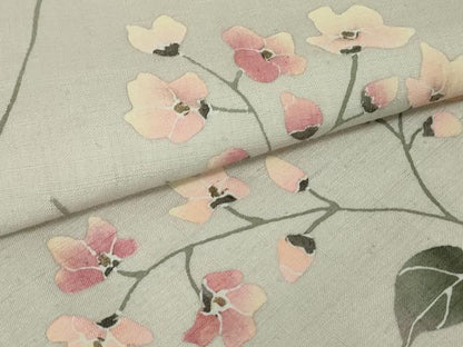 平和屋着物●手描染 安藤松岳 九寸名古屋帯 紬地 枝花文 正絹 逸品 DAAT0417ob