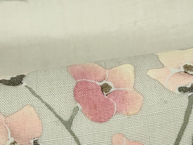 平和屋着物●手描染 安藤松岳 九寸名古屋帯 紬地 枝花文 正絹 逸品 DAAT0417ob