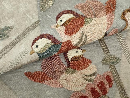 平和屋着物●太鼓柄袋帯　総刺繍　櫛織　鴛鴦花文　金銀糸　正絹　逸品　DAAT0432ob
