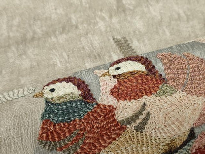 平和屋着物●太鼓柄袋帯　総刺繍　櫛織　鴛鴦花文　金銀糸　正絹　逸品　DAAT0432ob