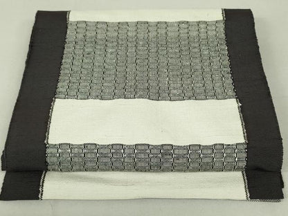 平和屋着物●八寸名古屋帯　紬地　横段文　正絹　逸品　DAAT0445ob