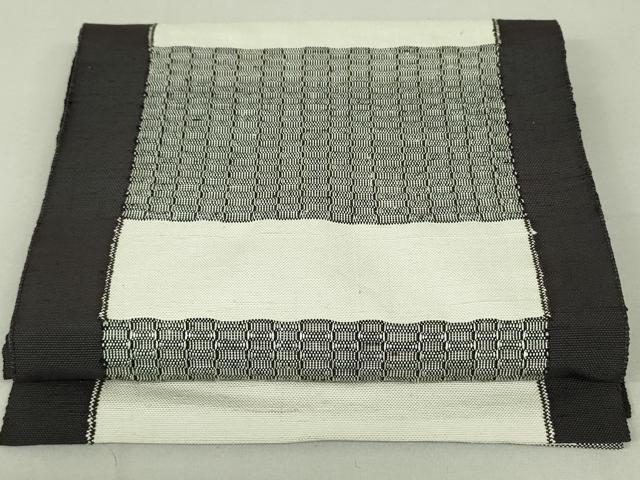平和屋着物●八寸名古屋帯　紬地　横段文　正絹　逸品　DAAT0445ob