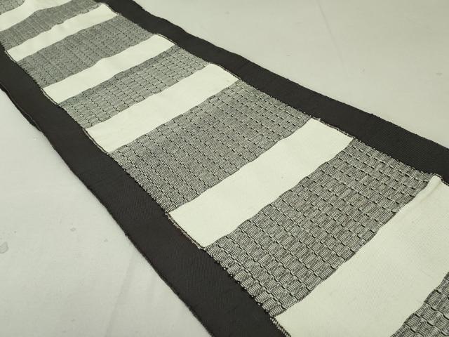 平和屋着物●八寸名古屋帯　紬地　横段文　正絹　逸品　DAAT0445ob