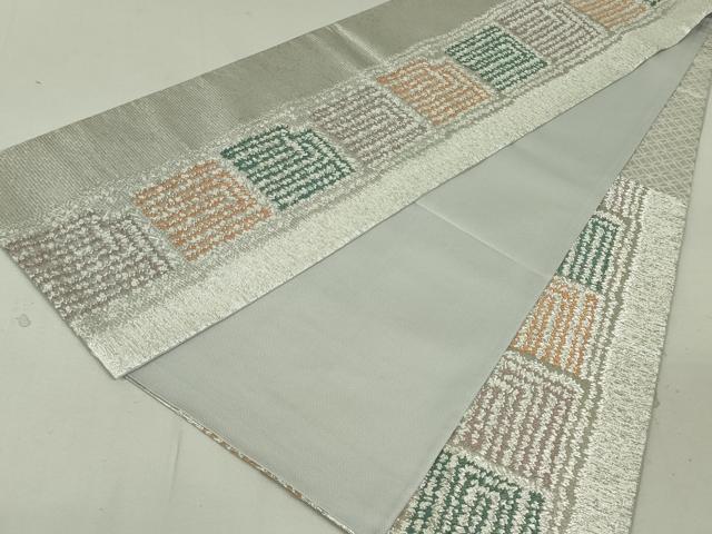 平和屋着物●六通柄袋帯　源氏香　銀糸　鈴乃屋扱い　正絹　逸品　DAAT0470ob
