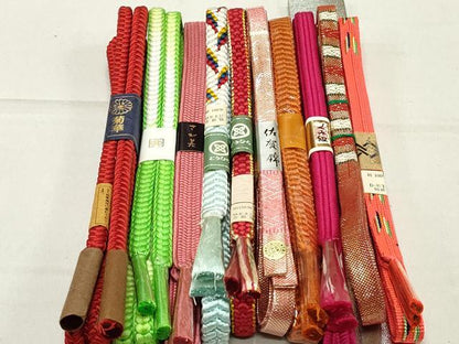 平和屋本店■和装小物　帯締め10本　佐賀錦　くみ紐　金糸　さが美扱い　逸品　未使用　DZAA11155kh5