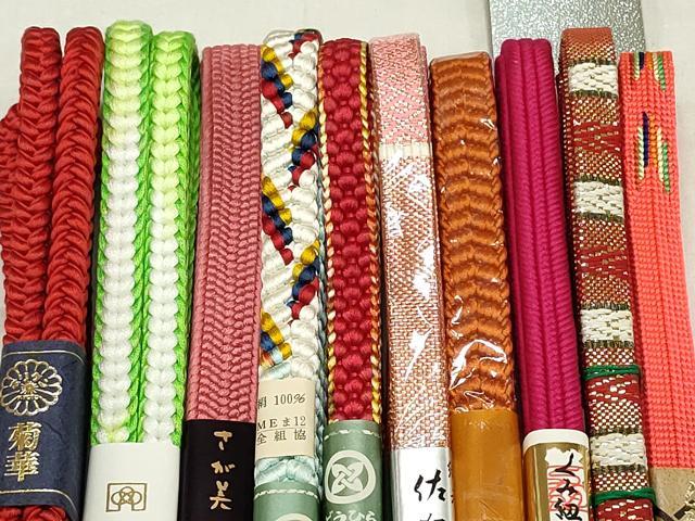 平和屋本店■和装小物　帯締め10本　佐賀錦　くみ紐　金糸　さが美扱い　逸品　未使用　DZAA11155kh5