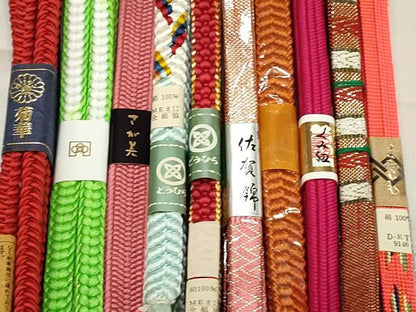 平和屋本店■和装小物　帯締め10本　佐賀錦　くみ紐　金糸　さが美扱い　逸品　未使用　DZAA11155kh5