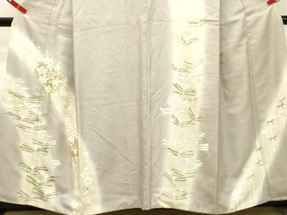 平和屋着物●訪問着 駒刺繍 松葉枝梅文 暈し染め 金彩 正絹 逸品 DAAT1010tw