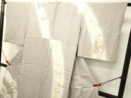 平和屋着物●訪問着 駒刺繍 松葉枝梅文 暈し染め 金彩 正絹 逸品 DAAT1010tw