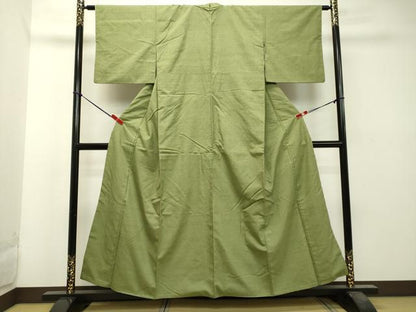 平和屋着物●結城紬 苗色 正絹 逸品 DAAT1014tw