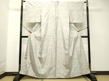 平和屋着物●本場大島紬 白大島 9マルキ 草花文 正絹 逸品 未使用 DAAT1017tw