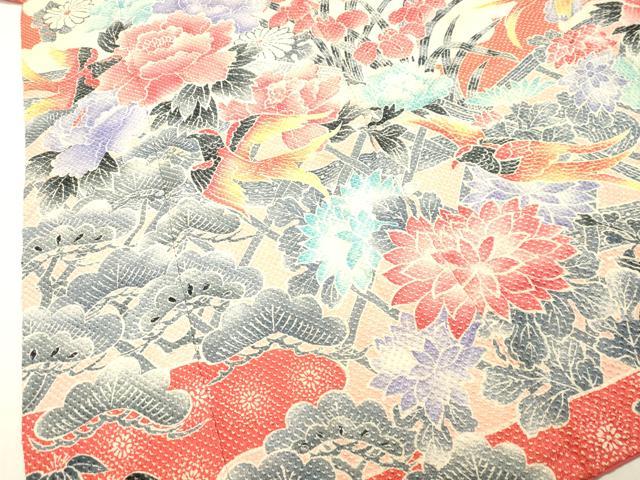 平和屋着物●名門　藤娘きぬたや・総絞り　振袖　総絞り　花鳥文　正絹　逸品　DAAT1024tw
