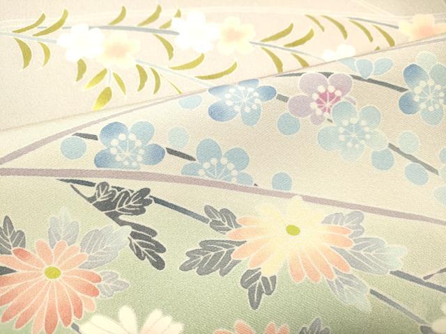 平和屋着物●十日町友禅作家　岡村蒼風　訪問着　枝花文　暈し染め　正絹　逸品　DAAT1036tw