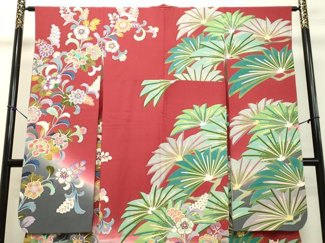 平和屋着物●豪華振袖・長襦袢セット（無双仕立て）　友禅　作家物　更紗花文　暈し染め　正絹　逸品　DAAT1052tw