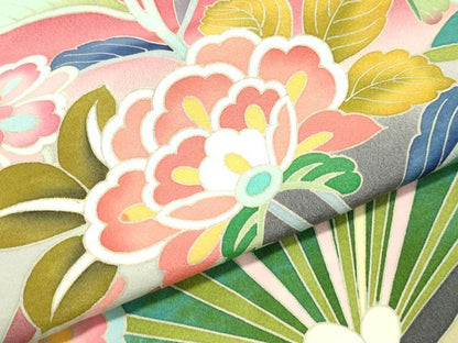 平和屋着物●豪華振袖・長襦袢セット（無双仕立て）　友禅　作家物　更紗花文　暈し染め　正絹　逸品　DAAT1052tw